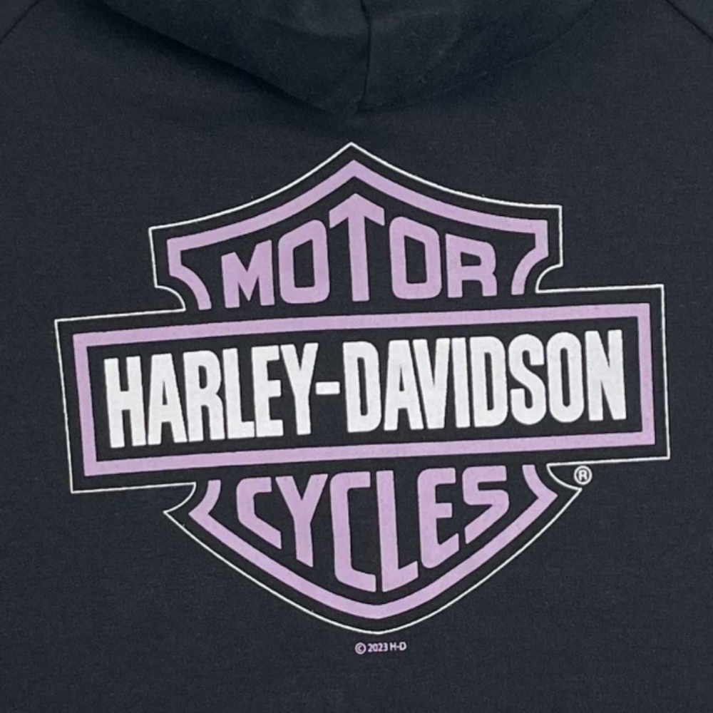 Harley-Davidson Kids Black Hoodie with Purple Lining - Picture 2 of 6